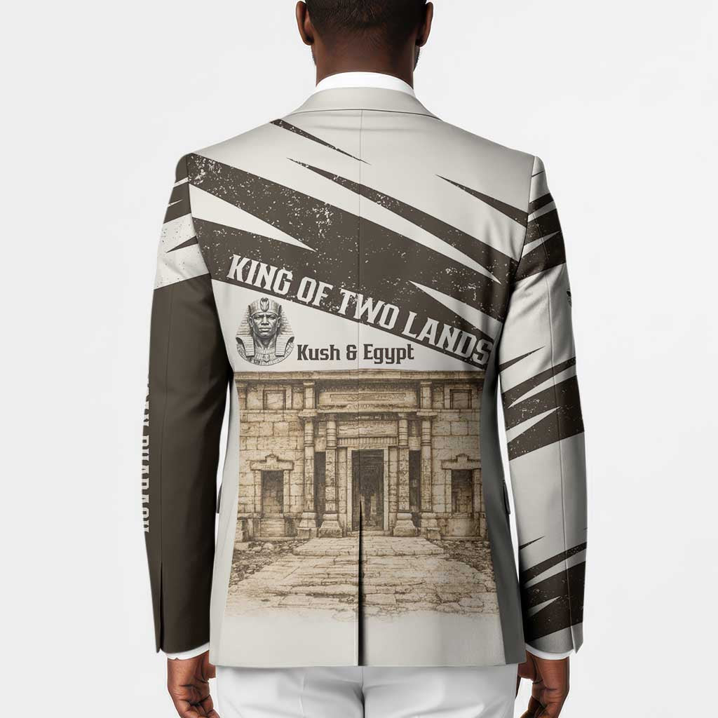 Taharqa Blazer with Ancient Map Illustration, King of Two Lands Title and Kush Egypt Temple - Wonder Print Shop