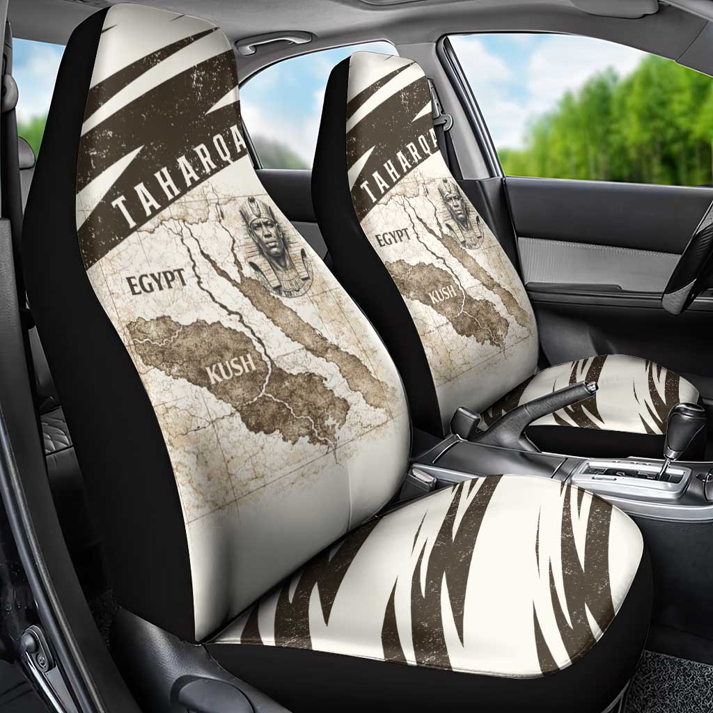 Taharqa Car Seat Cover with Ancient Map Illustration, King of Two Lands Title and Kush Egypt Temple - Wonder Print Shop