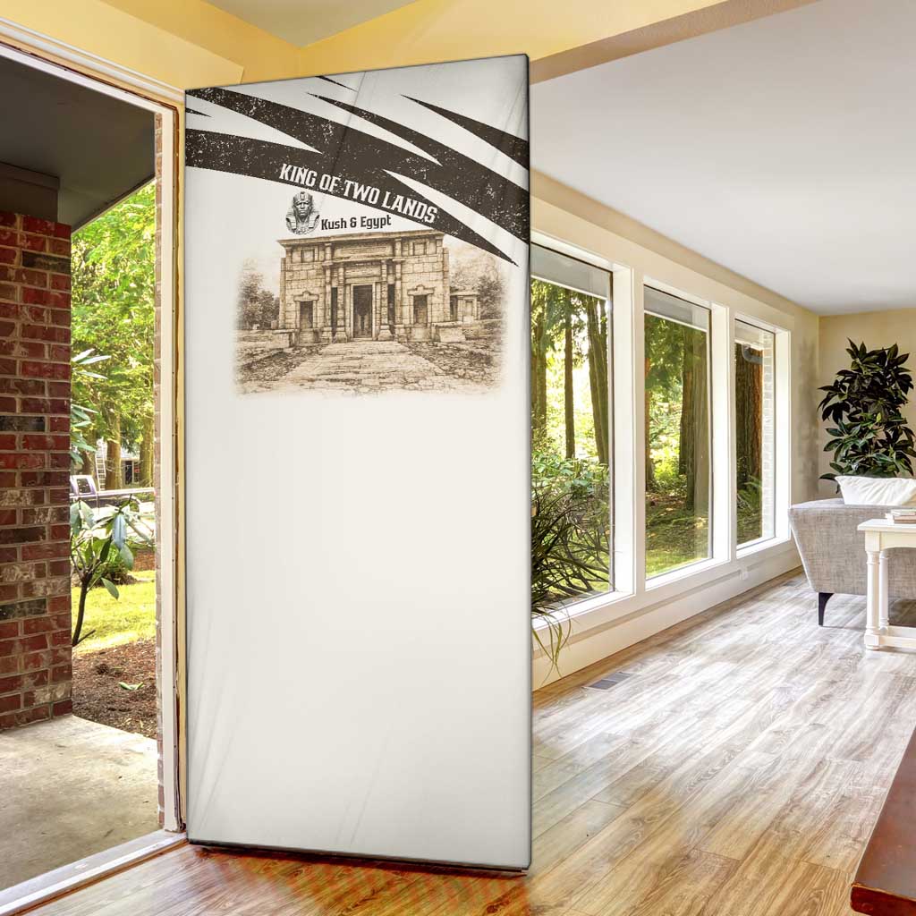 Taharqa Door Cover with Ancient Map Illustration, King of Two Lands Title and Kush Egypt Temple - Wonder Print Shop