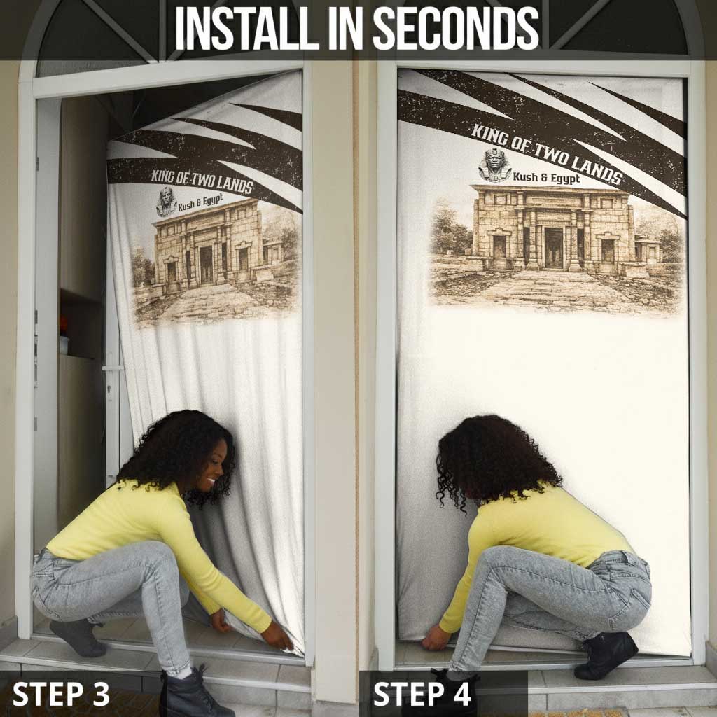 Taharqa Door Cover with Ancient Map Illustration, King of Two Lands Title and Kush Egypt Temple - Wonder Print Shop