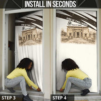 Taharqa Door Cover with Ancient Map Illustration, King of Two Lands Title and Kush Egypt Temple - Wonder Print Shop