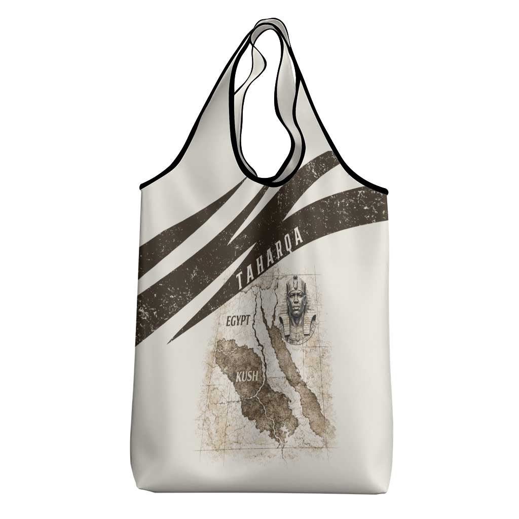 Taharqa Grocery Bag with Ancient Map Illustration, King of Two Lands Title and Kush Egypt Temple - Wonder Print Shop