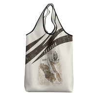 Taharqa Grocery Bag with Ancient Map Illustration, King of Two Lands Title and Kush Egypt Temple - Wonder Print Shop