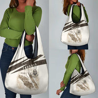 Taharqa Grocery Bag with Ancient Map Illustration, King of Two Lands Title and Kush Egypt Temple - Wonder Print Shop