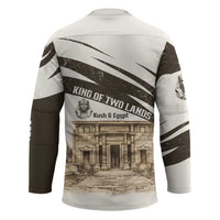 Taharqa Hockey Jersey with Ancient Map Illustration, King of Two Lands Title and Kush Egypt Temple - Wonder Print Shop