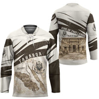 Taharqa Hockey Jersey with Ancient Map Illustration, King of Two Lands Title and Kush Egypt Temple - Wonder Print Shop