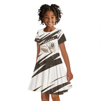 Taharqa Kid Short Sleeve Dress with Ancient Map Illustration, King of Two Lands Title and Kush Egypt Temple - Wonder Print Shop