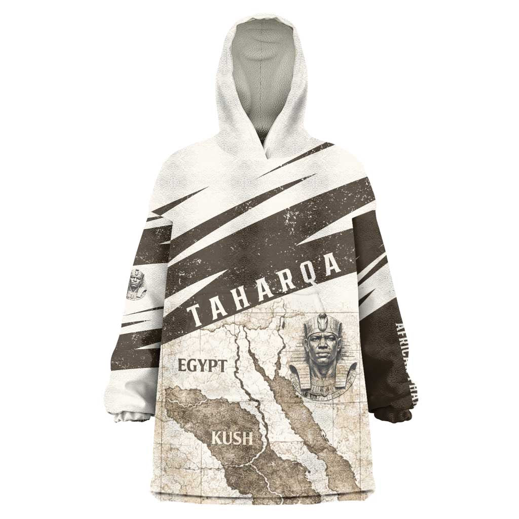 Taharqa Kid Wearable Blanket Hoodie with Ancient Map Illustration, King of Two Lands Title and Kush Egypt Temple - Wonder Print Shop