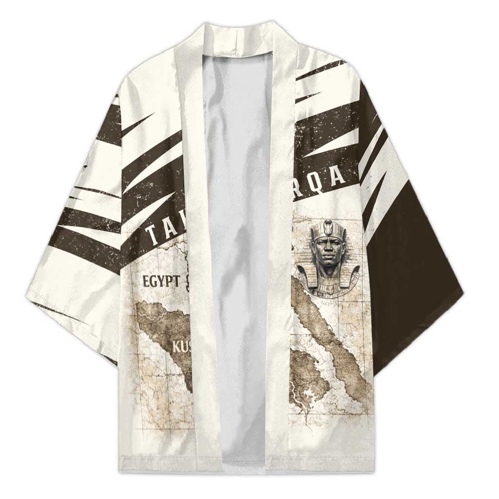 Taharqa Kimono with Ancient Map Illustration, King of Two Lands Title and Kush Egypt Temple - Wonder Print Shop