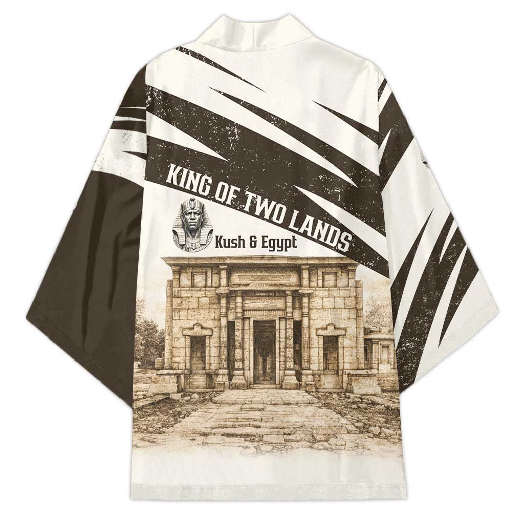 Taharqa Kimono with Ancient Map Illustration, King of Two Lands Title and Kush Egypt Temple - Wonder Print Shop