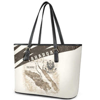 Taharqa Leather Tote Bag with Ancient Map Illustration, King of Two Lands Title and Kush Egypt Temple - Wonder Print Shop