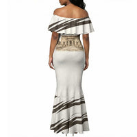 Taharqa Mermaid Dress with Ancient Map Illustration, King of Two Lands Title and Kush Egypt Temple - Wonder Print Shop