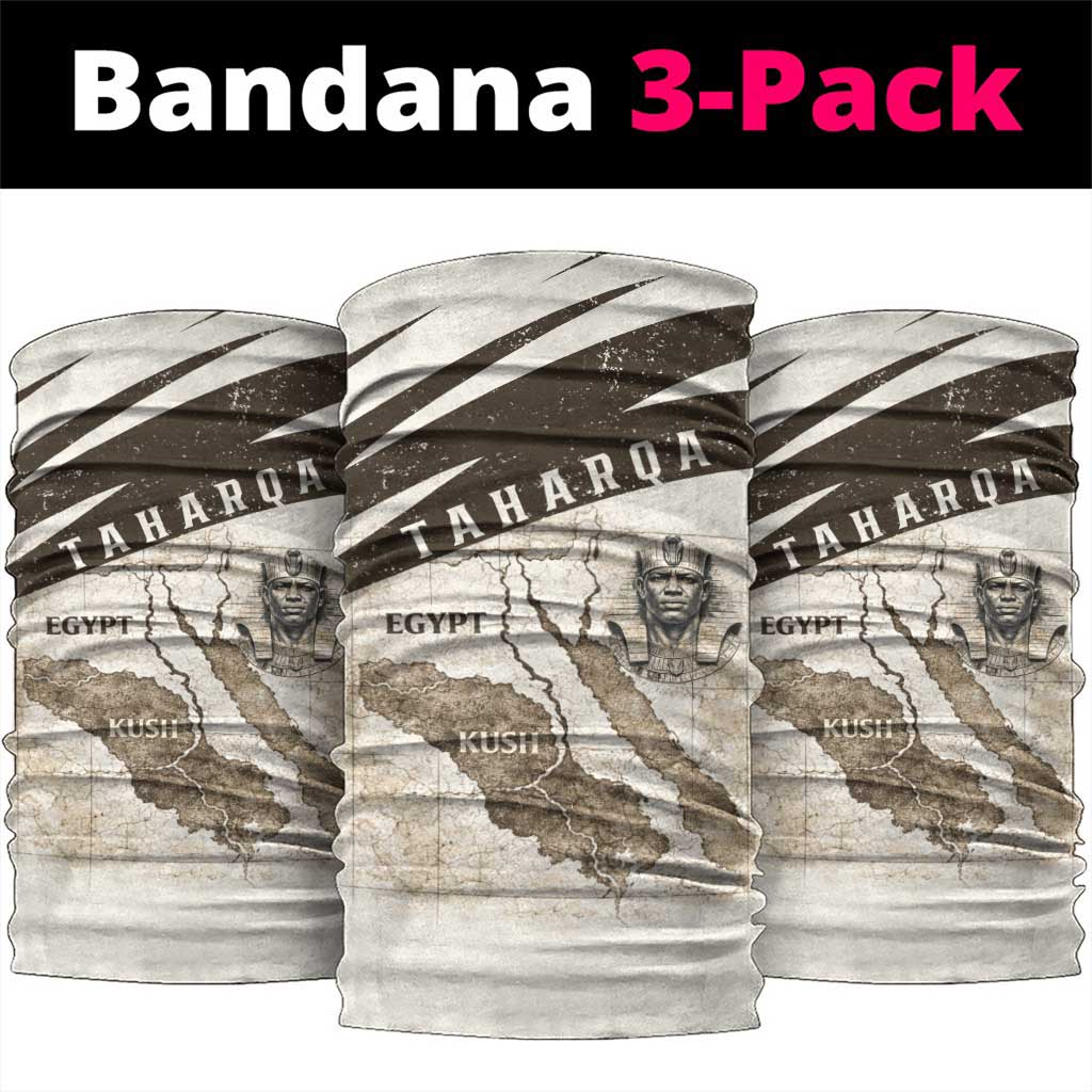 Taharqa Neck Gaiter with Ancient Map Illustration, King of Two Lands Title and Kush Egypt Temple - Wonder Print Shop