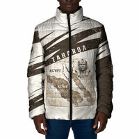 Taharqa Padded Jacket with Ancient Map Illustration, King of Two Lands Title and Kush Egypt Temple - Wonder Print Shop