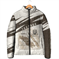 Taharqa Padded Jacket with Ancient Map Illustration, King of Two Lands Title and Kush Egypt Temple - Wonder Print Shop