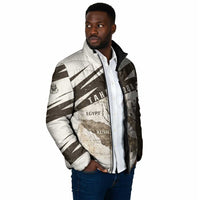 Taharqa Padded Jacket with Ancient Map Illustration, King of Two Lands Title and Kush Egypt Temple - Wonder Print Shop