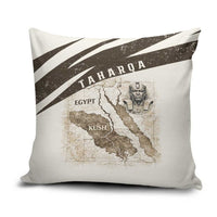 Taharqa Pillow Cover with Ancient Map Illustration, King of Two Lands Title and Kush Egypt Temple - Wonder Print Shop