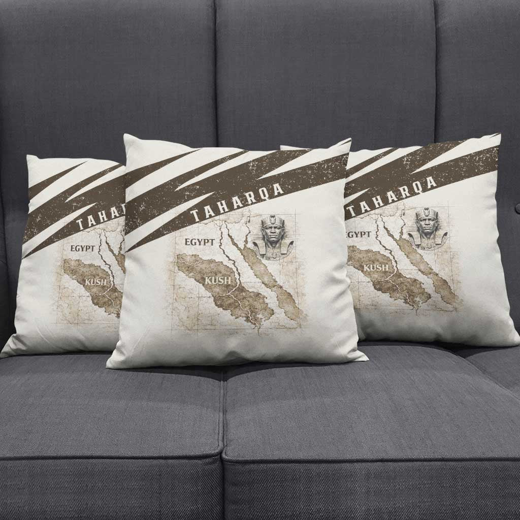 Taharqa Pillow Cover with Ancient Map Illustration, King of Two Lands Title and Kush Egypt Temple - Wonder Print Shop