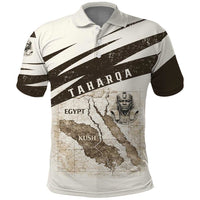 Taharqa Polo Shirt with Ancient Map Illustration, King of Two Lands Title and Kush Egypt Temple - Wonder Print Shop