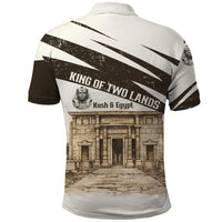 Taharqa Polo Shirt with Ancient Map Illustration, King of Two Lands Title and Kush Egypt Temple - Wonder Print Shop