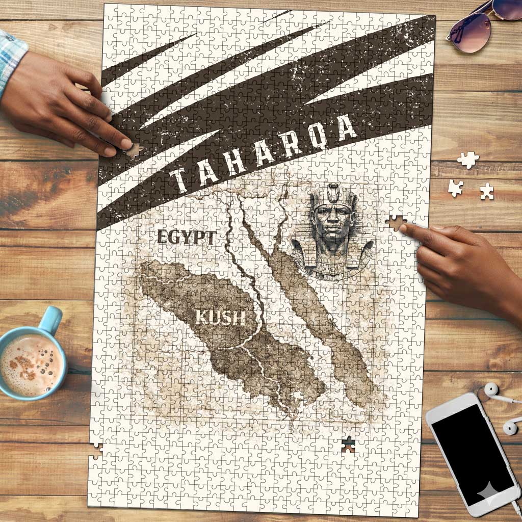 Taharqa Puzzle with Ancient Map Illustration, King of Two Lands Title and Kush Egypt Temple - Wonder Print Shop