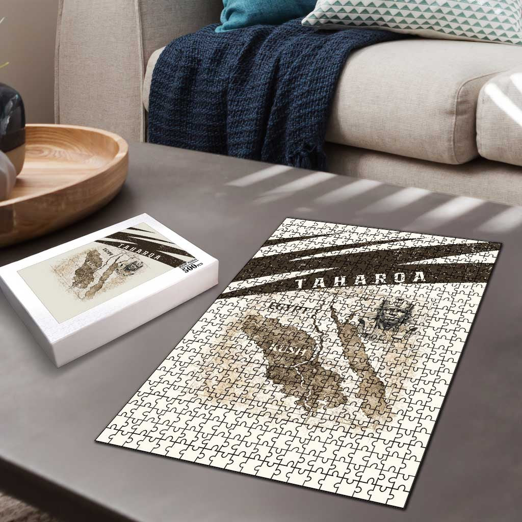 Taharqa Puzzle with Ancient Map Illustration, King of Two Lands Title and Kush Egypt Temple - Wonder Print Shop