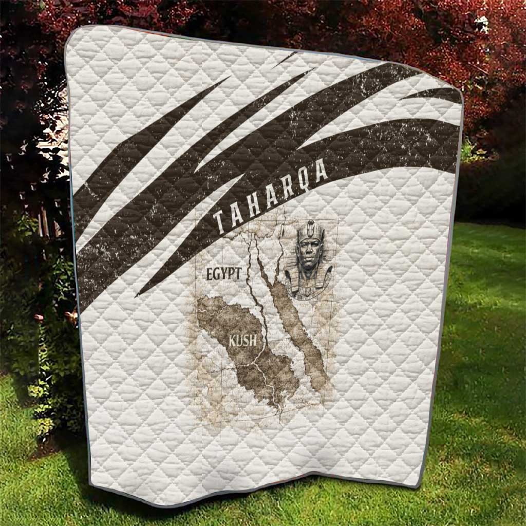 Taharqa Quilt with Ancient Map Illustration, King of Two Lands Title and Kush Egypt Temple - Wonder Print Shop
