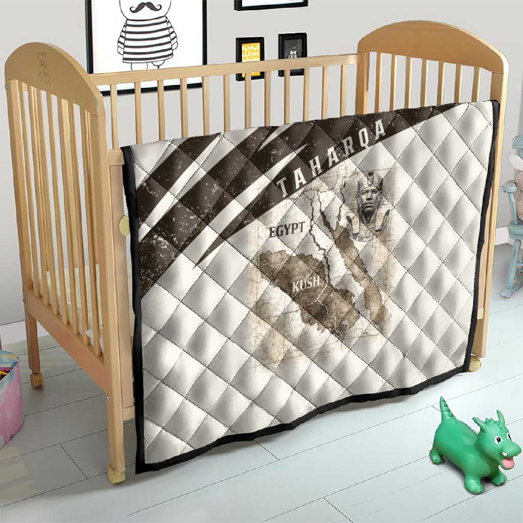 Taharqa Quilt with Ancient Map Illustration, King of Two Lands Title and Kush Egypt Temple - Wonder Print Shop