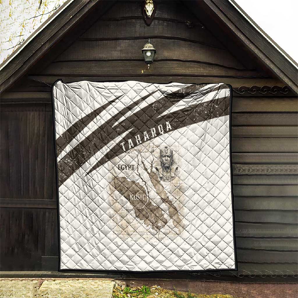 Taharqa Quilt with Ancient Map Illustration, King of Two Lands Title and Kush Egypt Temple - Wonder Print Shop