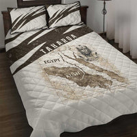 Taharqa Quilt Bed Set with Ancient Map Illustration, King of Two Lands Title and Kush Egypt Temple - Wonder Print Shop