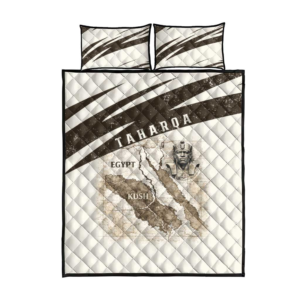 Taharqa Quilt Bed Set with Ancient Map Illustration, King of Two Lands Title and Kush Egypt Temple - Wonder Print Shop
