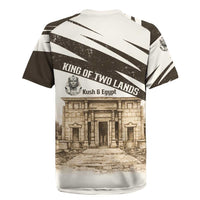 Taharqa Rugby Jersey with Ancient Map Illustration, King of Two Lands Title and Kush Egypt Temple - Wonder Print Shop