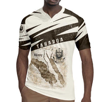Taharqa Rugby Jersey with Ancient Map Illustration, King of Two Lands Title and Kush Egypt Temple - Wonder Print Shop