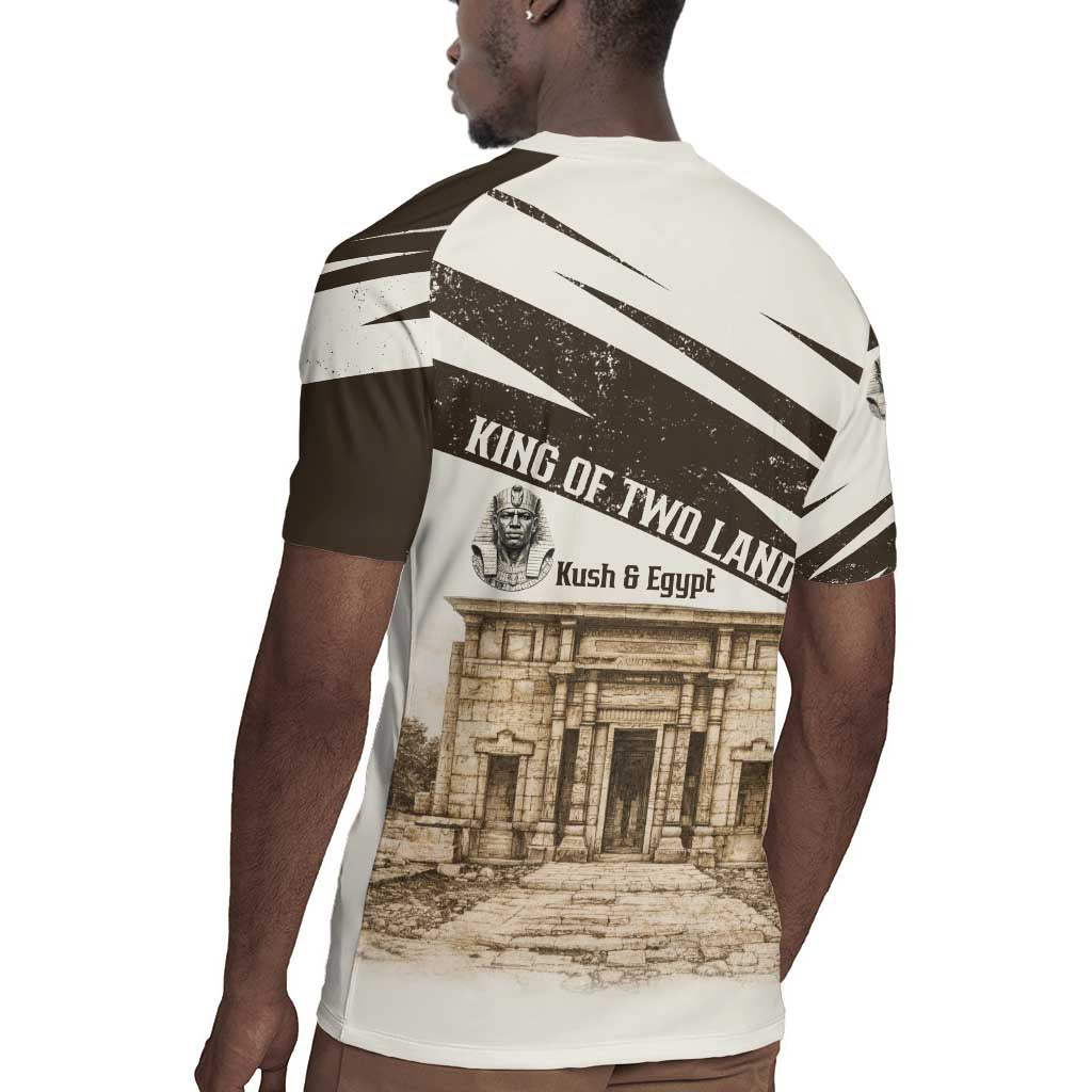 Taharqa Rugby Jersey with Ancient Map Illustration, King of Two Lands Title and Kush Egypt Temple - Wonder Print Shop