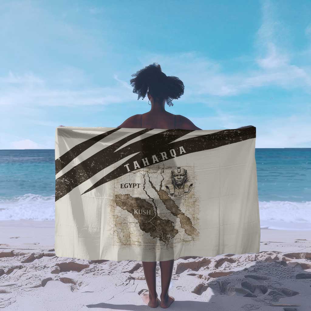 Taharqa Sarong with Ancient Map Illustration, King of Two Lands Title and Kush Egypt Temple - Wonder Print Shop