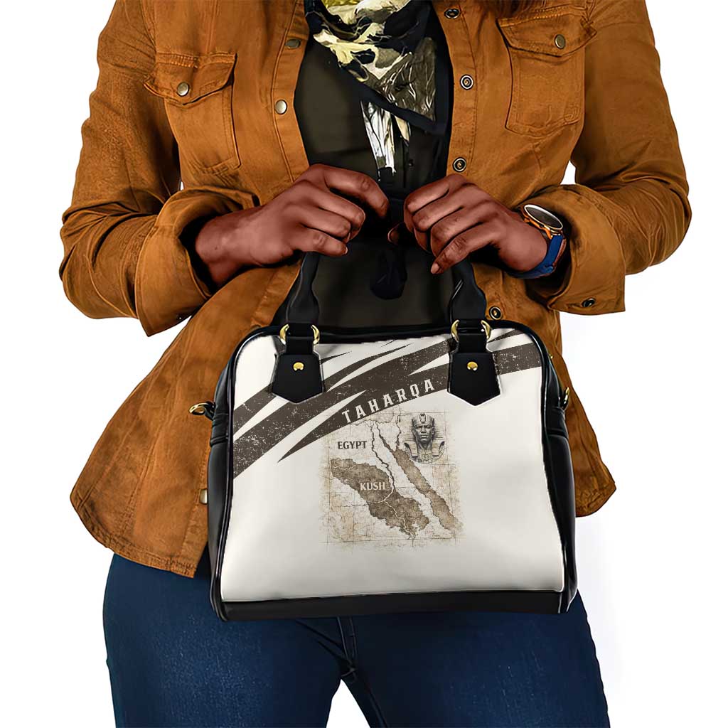 Taharqa Shoulder Handbag with Ancient Map Illustration, King of Two Lands Title and Kush Egypt Temple - Wonder Print Shop
