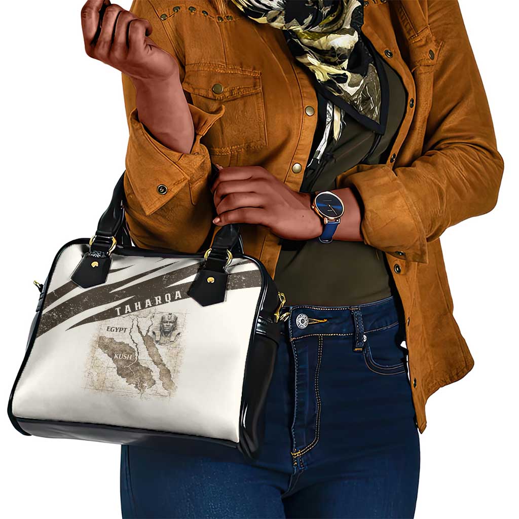Taharqa Shoulder Handbag with Ancient Map Illustration, King of Two Lands Title and Kush Egypt Temple - Wonder Print Shop
