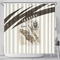 Taharqa Shower Curtain with Ancient Map Illustration, King of Two Lands Title and Kush Egypt Temple - Wonder Print Shop