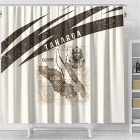 Taharqa Shower Curtain with Ancient Map Illustration, King of Two Lands Title and Kush Egypt Temple - Wonder Print Shop