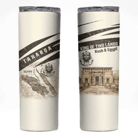 Taharqa Skinny Tumbler with Ancient Map Illustration, King of Two Lands Title and Kush Egypt Temple - Wonder Print Shop