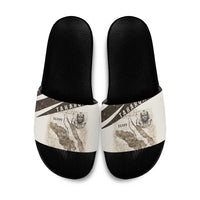 Taharqa Slide Sandals with Ancient Map Illustration, King of Two Lands Title and Kush Egypt Temple - Wonder Print Shop