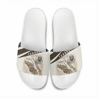 Taharqa Slide Sandals with Ancient Map Illustration, King of Two Lands Title and Kush Egypt Temple - Wonder Print Shop