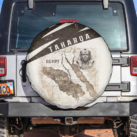 Taharqa Spare Tire Cover with Ancient Map Illustration, King of Two Lands Title and Kush Egypt Temple - Wonder Print Shop