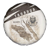 Taharqa Spare Tire Cover with Ancient Map Illustration, King of Two Lands Title and Kush Egypt Temple - Wonder Print Shop