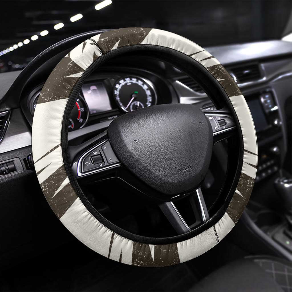 Taharqa Steering Wheel Cover with Ancient Map Illustration, King of Two Lands Title and Kush Egypt Temple - Wonder Print Shop