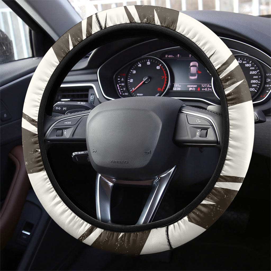 Taharqa Steering Wheel Cover with Ancient Map Illustration, King of Two Lands Title and Kush Egypt Temple - Wonder Print Shop