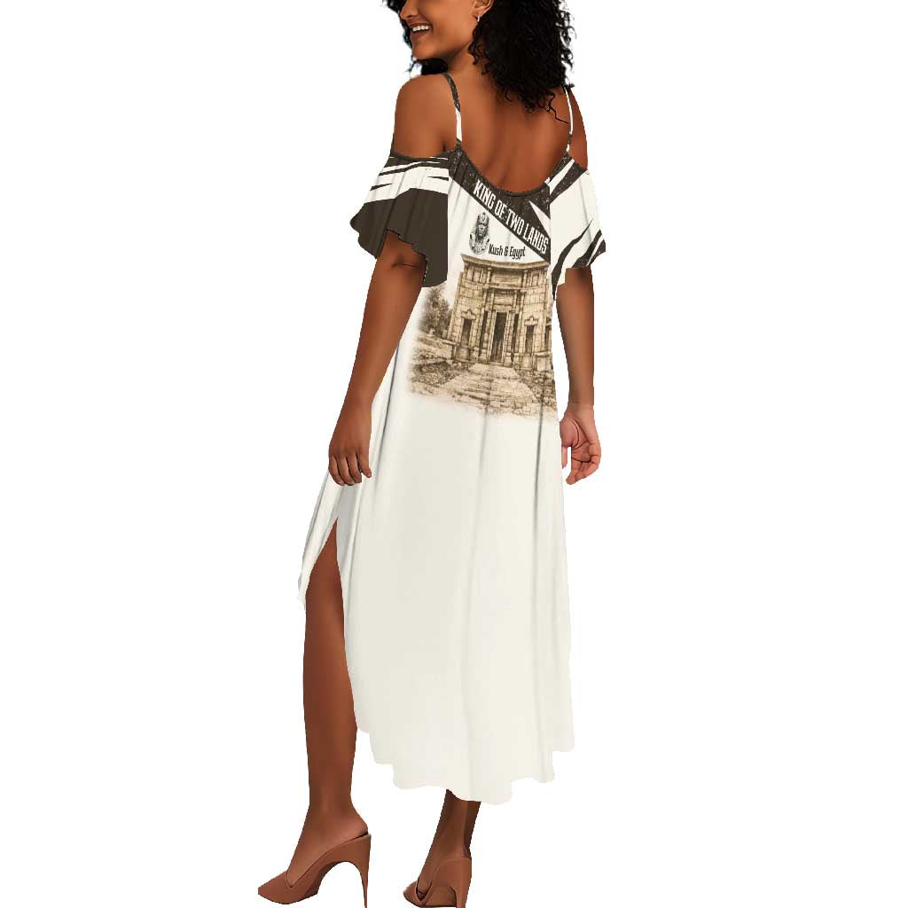 Taharqa Summer Maxi Dress with Ancient Map Illustration, King of Two Lands Title and Kush Egypt Temple - Wonder Print Shop