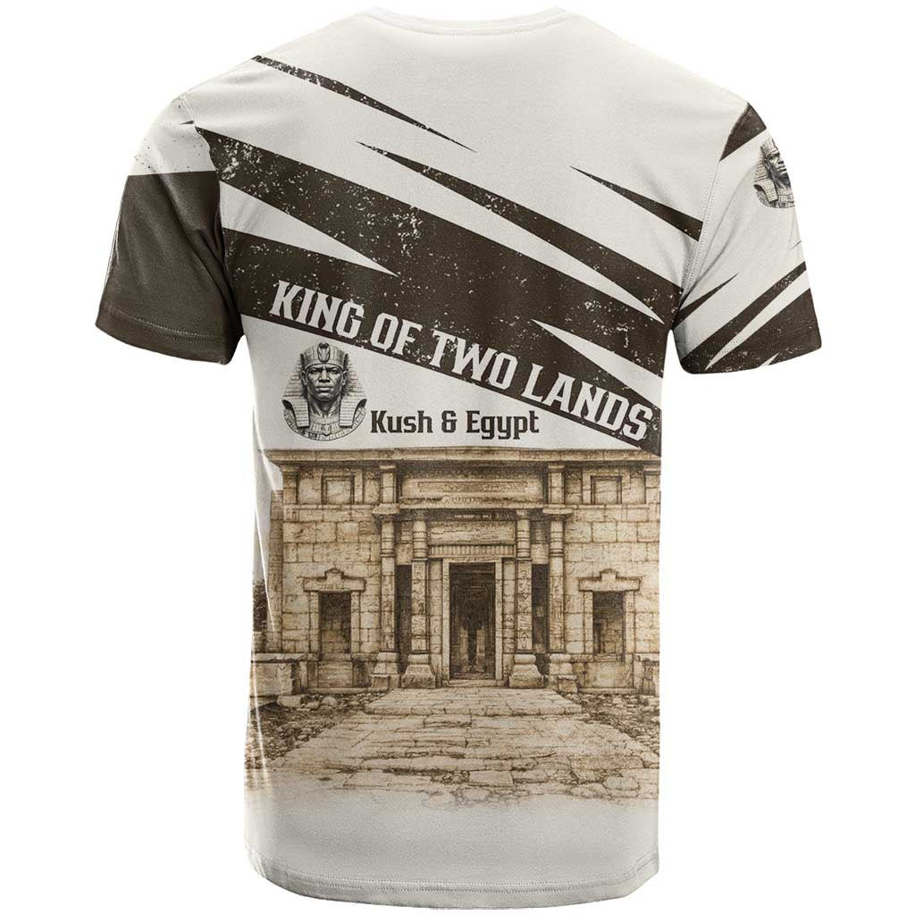 Taharqa T shirt with Ancient Map Illustration, King of Two Lands Title and Kush Egypt Temple - Wonder Print Shop
