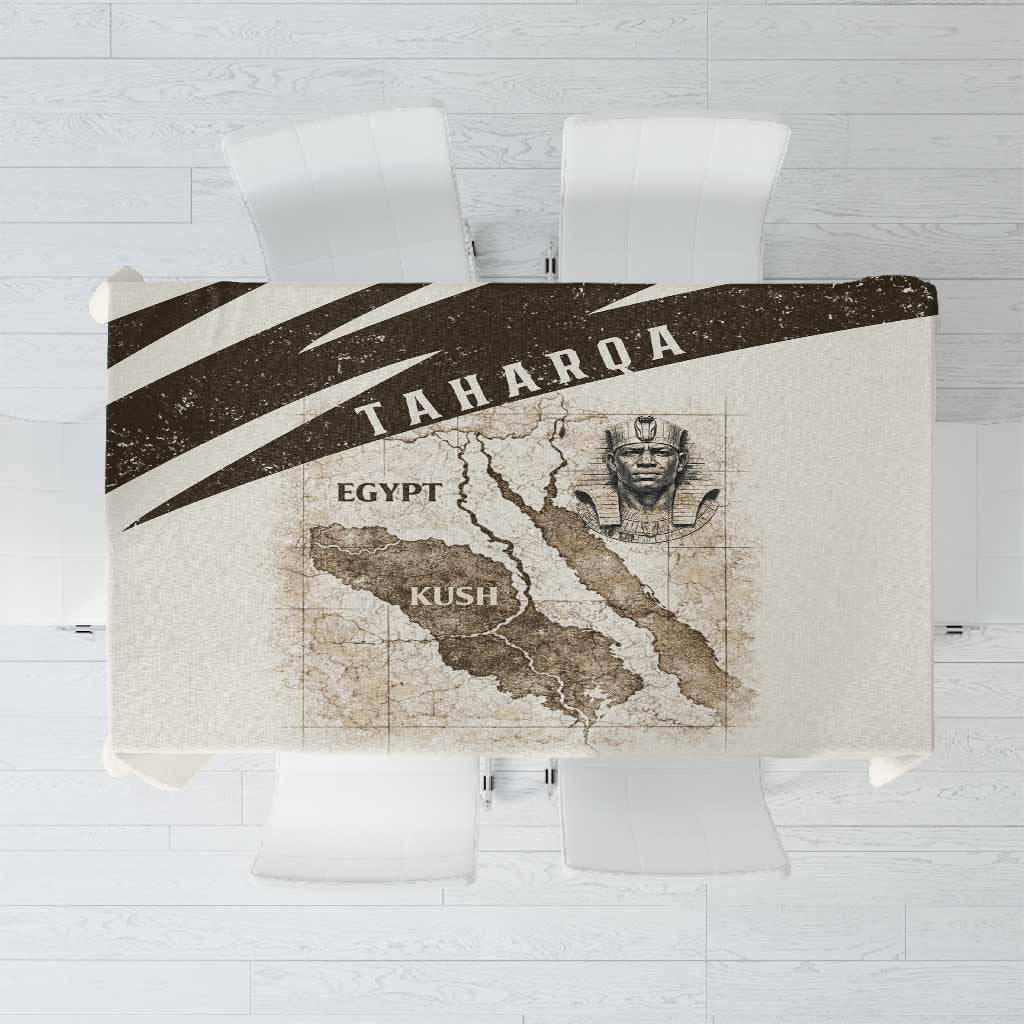 Taharqa Tablecloth with Ancient Map Illustration, King of Two Lands Title and Kush Egypt Temple - Wonder Print Shop