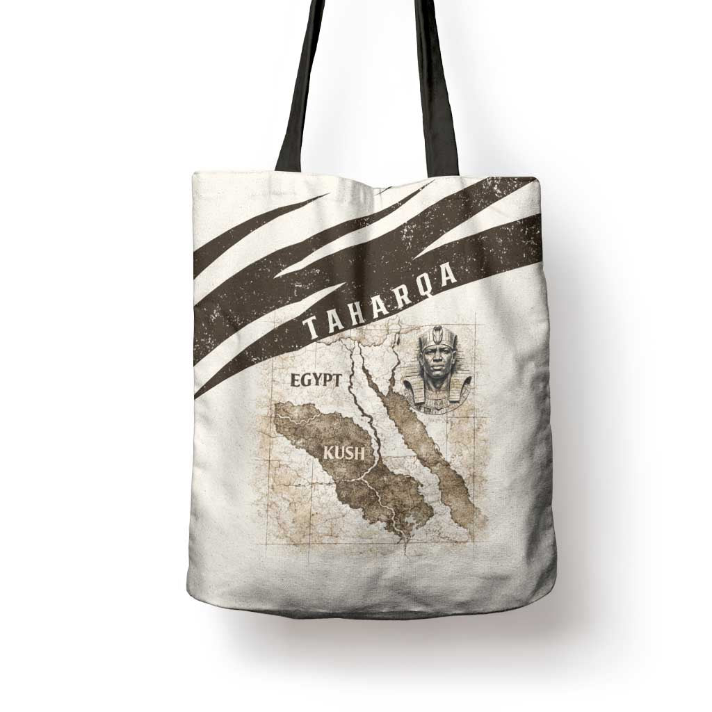 Taharqa Tote Bag with Ancient Map Illustration, King of Two Lands Title and Kush Egypt Temple - Wonder Print Shop